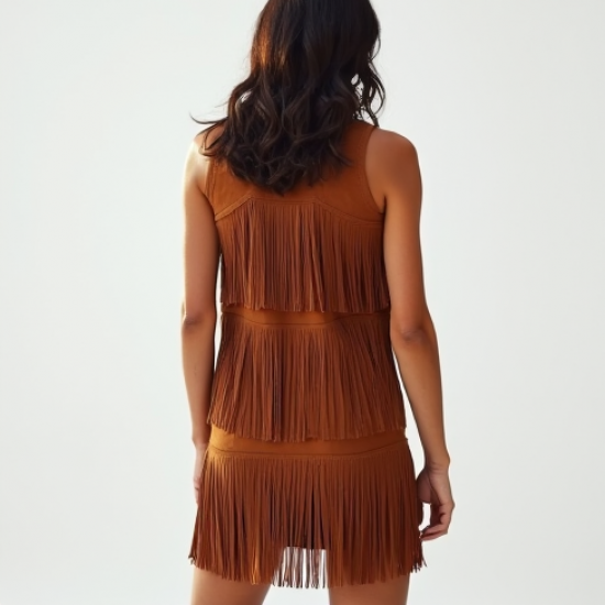 Women's Suede Fringe Shift Dress