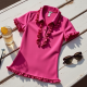 Women's Magenta Ruffle-Trim Polo