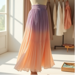 Pastel Ombre Micro-Pleated Skirt