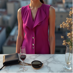 Women's Fuchsia Layered Bib Top
