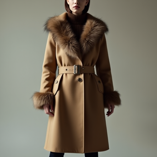 Women's Faux Fur Trim Trench
