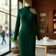 Women's Brooch-Accented Knit Dress