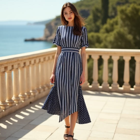 Women's Mixed Polka & Stripe Dress