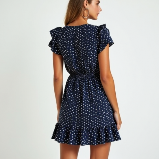 Women's Mini Polka Dot Smock Dress