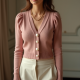 Cropped Cardigan With Pearl Buttons