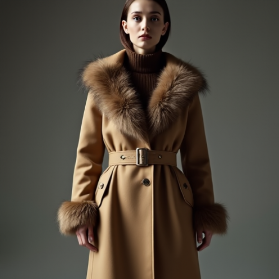 Women's Faux Fur Trim Trench