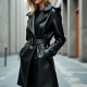Women's 80s-Inspired Faux Leather Coat