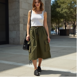 Pocket Detail Cargo Style Skirt