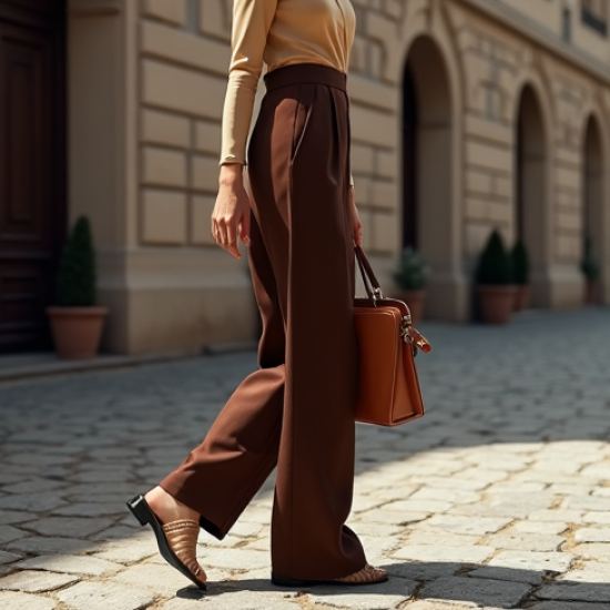 Women's Chocolate Brown Wide Trousers