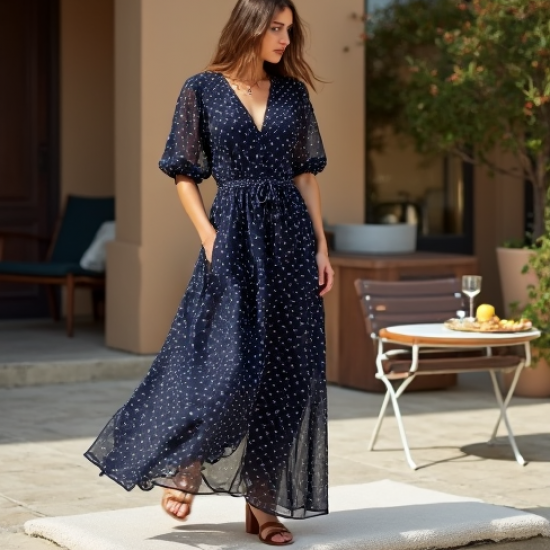 Women's Micro Polka Flowy Dress