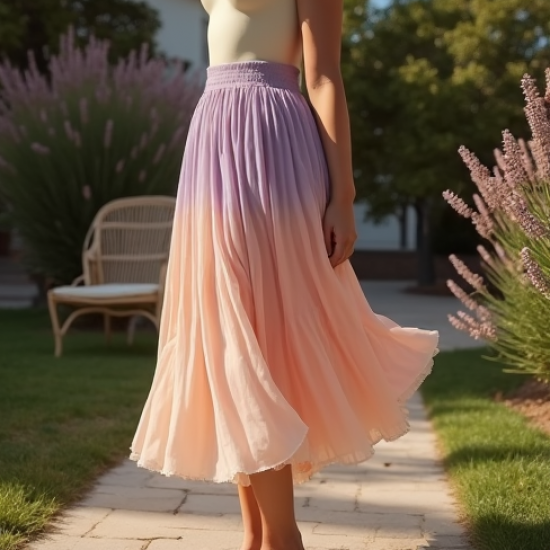 Pastel Ombre Micro-Pleated Skirt
