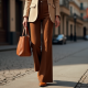 Women's Mocha Suede-Look Pants
