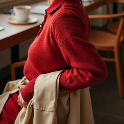 Women's Cherry Red Polo Knit Top