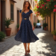 Women's Retro Polka Dot Midi Dress