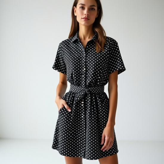 Women's Oversized Polka Shirt Dress