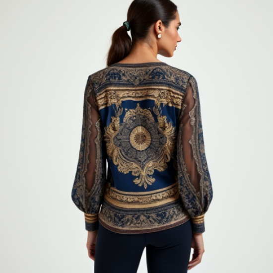Women's Scarf-Print Layering Top