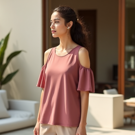 Cold-Shoulder Soft Jersey Day Top