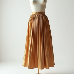 Micro-Pleat Satin Midi Skirt