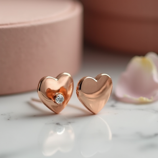 Heart-Shaped Stud Earrings