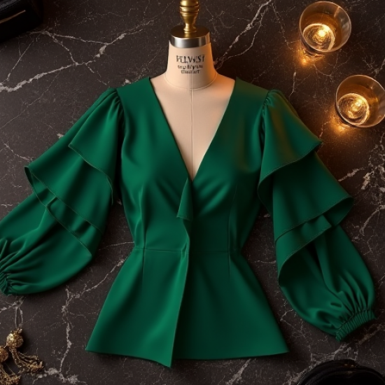 Tiered Ruffle Sleeve Party Blouse