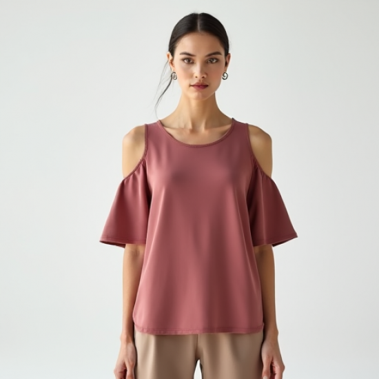 Cold-Shoulder Soft Jersey Day Top
