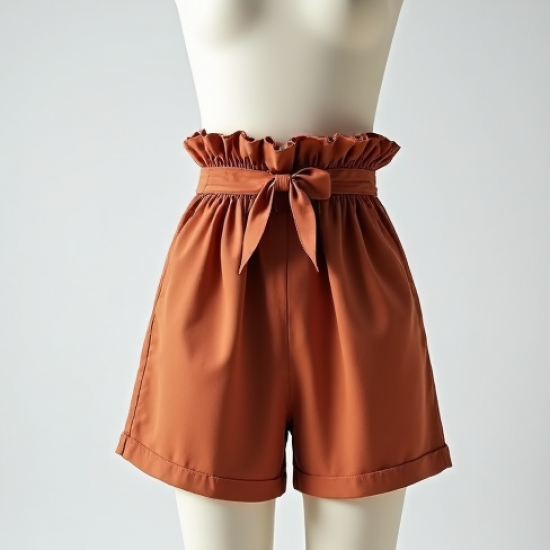 Casual Paperbag Waist Cotton Shorts