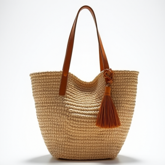 Bohemian Woven Straw Beach Tote