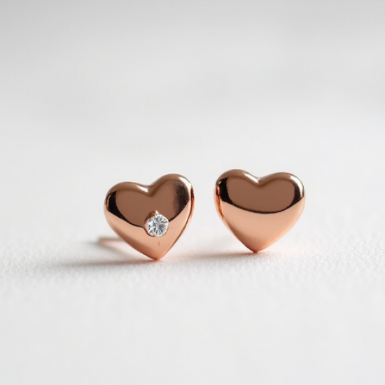 Heart-Shaped Stud Earrings