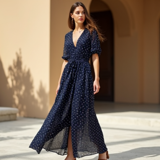 Women's Micro Polka Flowy Dress