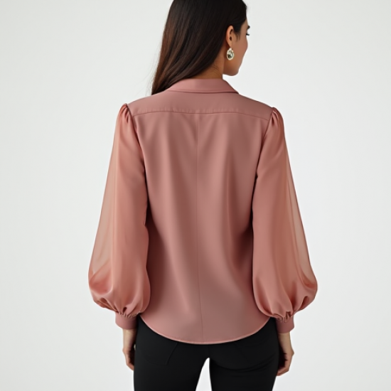 Lantern Sleeve Chiffon Work Shirt