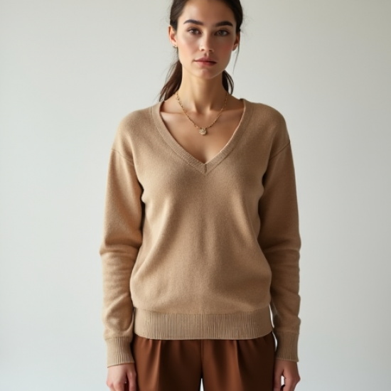 Women's V-Neck Cashmere Blend Top