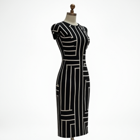 Geometric Print Modern Pencil Dress