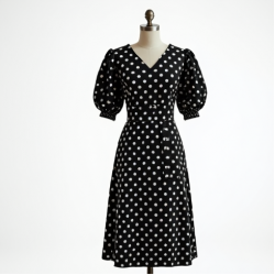 Women's Bold Dot Puff-Sleeve Dress