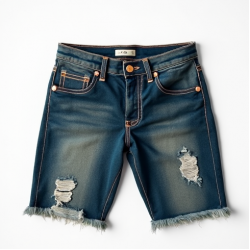Distressed Hem Raw Denim Shorts
