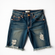 Distressed Hem Raw Denim Shorts