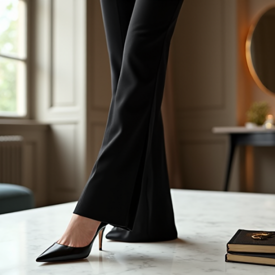Slit-Hem Flare Formal Trousers