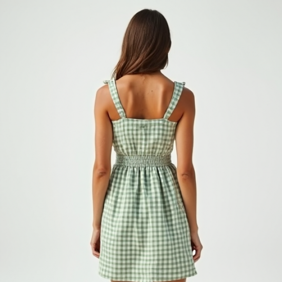 Women's Gingham Check A-Line Dress