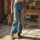 Floral Embroidery Vintage Style Jeans