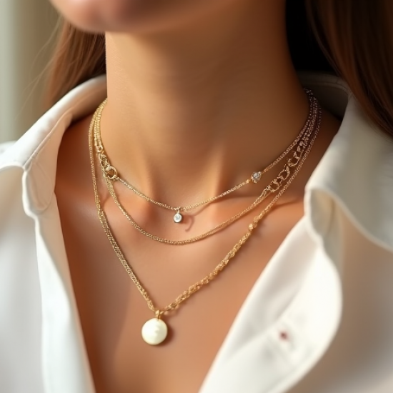 Gold-Tone Layered Pendant Choker Necklace