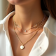 Gold-Tone Layered Pendant Choker Necklace