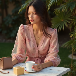 Women's Balloon Sleeve Chiffon Blouse