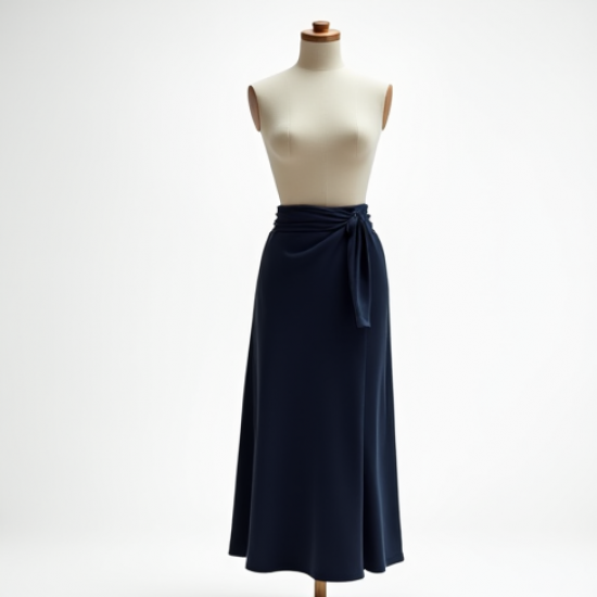 Faux-Wrap Knit Comfort Skirt