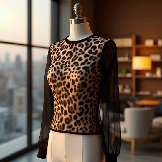 Leopard Print Breathable Mesh Top