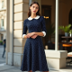 Women's Polka Dot Collar Detail Dress