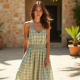 Women's Checker Print Halter Dress