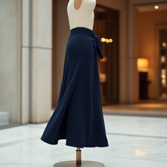 Faux-Wrap Knit Comfort Skirt