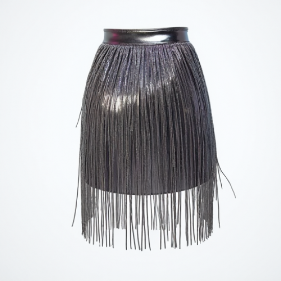 Women's Metallic Fringe Mini Skirt