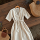 Women's Linen Blend Midi Dress