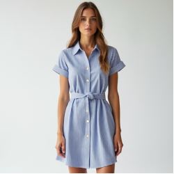 Women's Oxford Stripe Shirt Dress