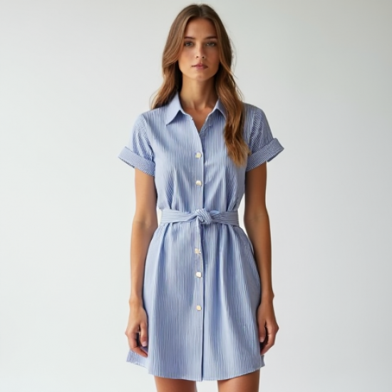Women's Oxford Stripe Shirt Dress